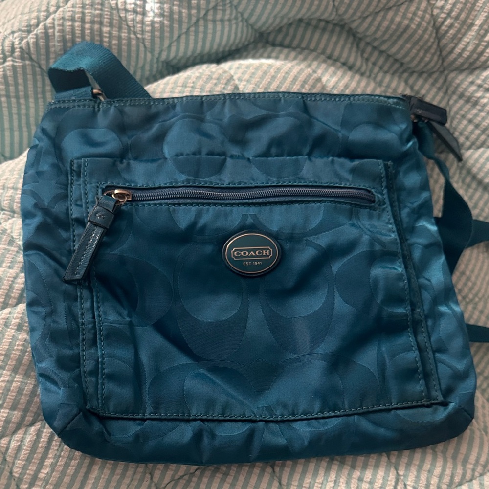 Coach Blue Crossbody Bag with Front Pocket